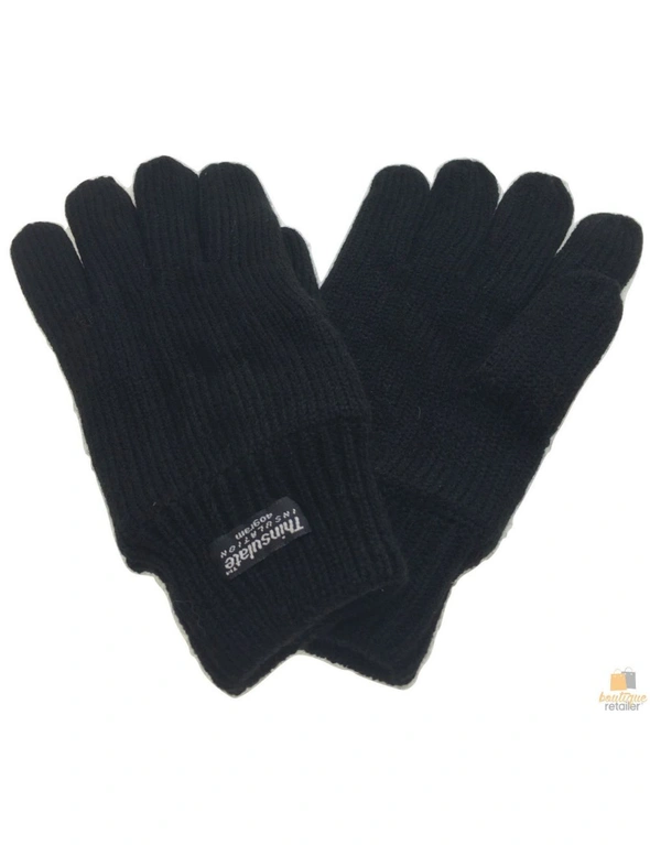 3M THINSULATE Knitted Fleece Gloves Winter Warmers Snow Ski Thermal Plain - Navy - S/M, hi-res image number null