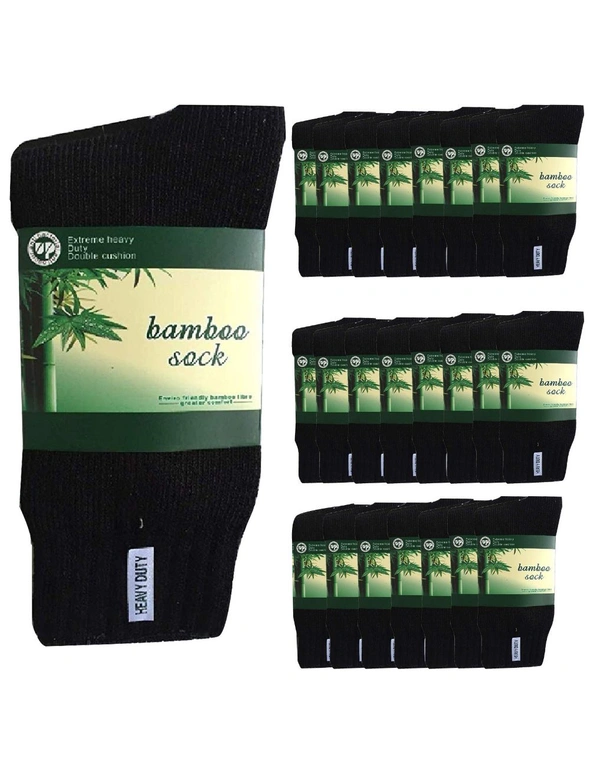24 Pairs BAMBOO SOCKS Mens Heavy Duty Premium Thick Work Socks Cushion BULK - Navy Blue - 6-11, hi-res image number null