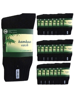24 Pairs BAMBOO SOCKS Mens Heavy Duty Premium Thick Work Socks Cushion BULK - Navy Blue - 6-11