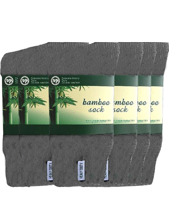 6 Pairs BAMBOO SOCKS Mens Heavy Duty Premium Thick Work Socks Cushion BULK - Navy Blue - 6-11, hi-res image number null