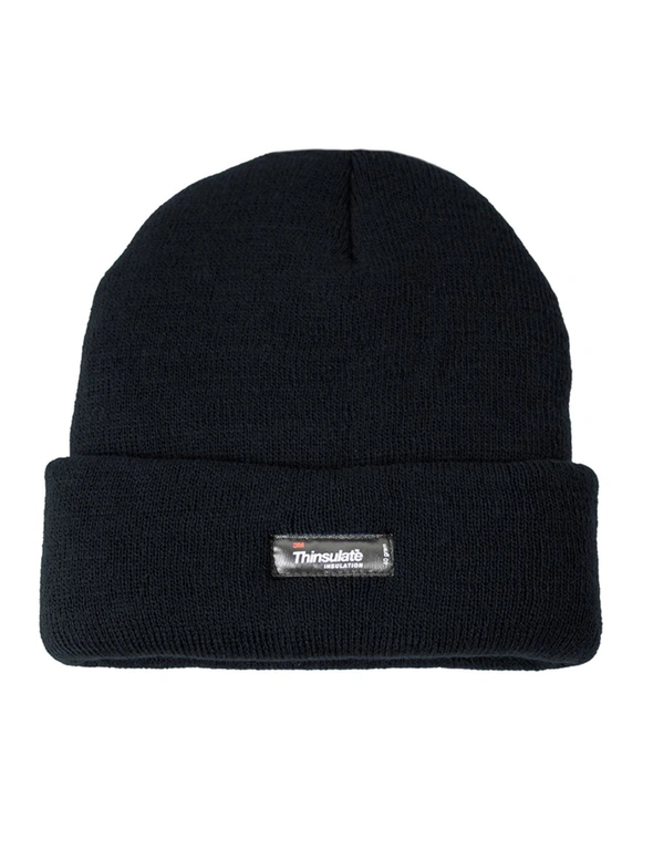 DENTS 3M THINSULATE Pull On Beanie Ski Knit Thermal Insulated Hat - Black, hi-res image number null