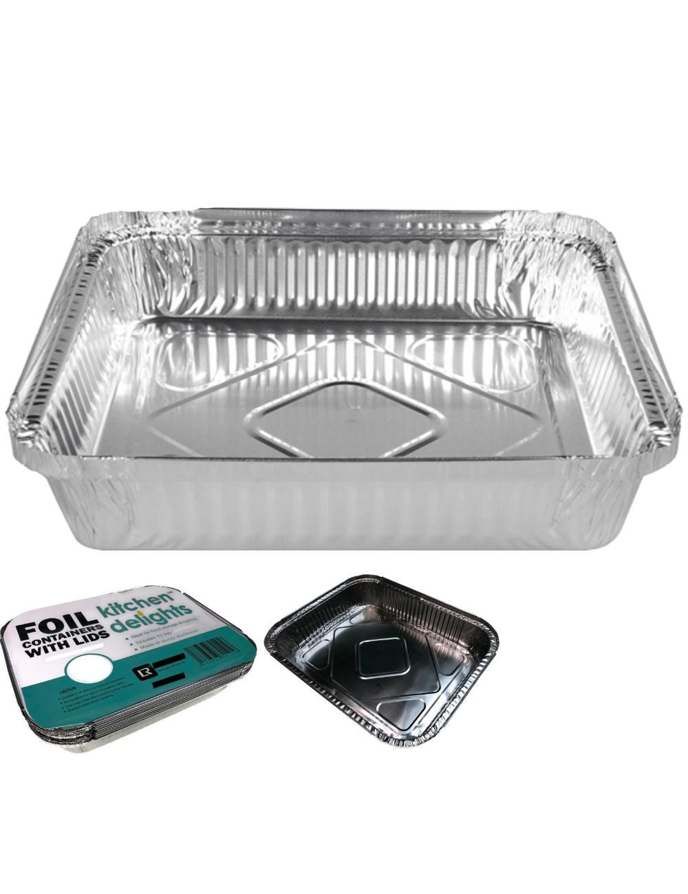 96x ALUMINIUM FOIL CONTAINERS WITH LIDS Large Tray BBQ Roasting Dish ...