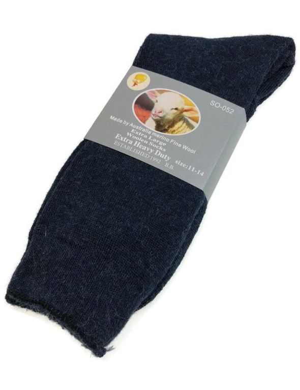 1 Pair Merino Wool Blend Woolen Work Socks Hiking Heavy Duty Warm Winter Thermal - Charcoal - 7-11, hi-res image number null