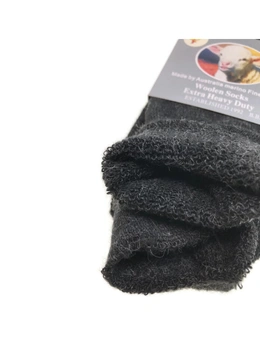 1 Pair Merino Wool Blend Woolen Work Socks Hiking Heavy Duty Warm Winter Thermal - Charcoal - 7-11