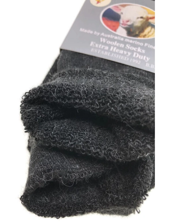 6 Pairs Merino Wool Blend Woolen Work Socks Hiking Heavy Duty Warm Thermal Bulk - Charcoal - 7-11, hi-res image number null