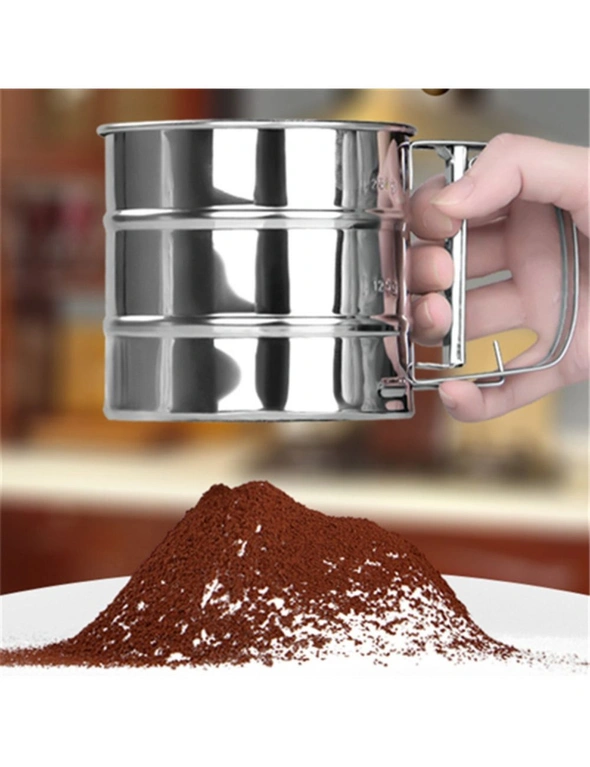 Mesh Flour Sifter Baking Icing Sieve Strainer Cup Sugar Shaker Mechanical Metal, hi-res image number null