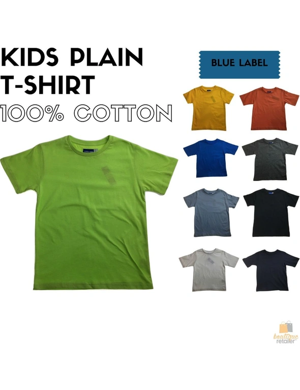 KIDS PLAIN T SHIRT Childrens Child 100% COTTON Boys Girls Basic Blank Tee Top - Gold - 6, hi-res image number null