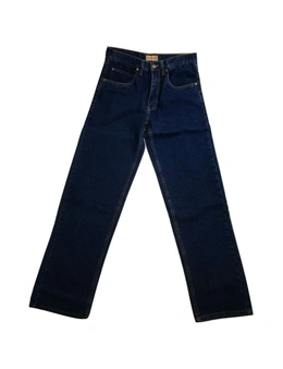 COMMANCHE Classic Basic Jeans Denim Original Straight Leg Pants Trousers - Black Blue - 33"" Waist