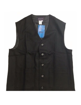 Edgemont Wool Viscose Vest Plain Woolen Winter Warm Jacket - Black - 2XL