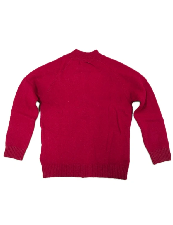 Full Zip 100% SHETLAND WOOL Up Knit JUMPER Pullover Mens Sweater Knitted - Red - XL, hi-res image number null