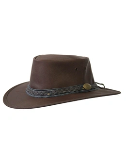 JACARU Roo Nomad Kangaroo Leather Hat Crushable Foldable Water Resistant Squashy - Black - Small