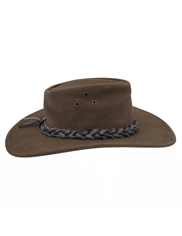 JACARU Wallaroo Suede Leather Hat UV Protection Water Resistant Wide Brim 1007 - Black - Medium (55/56cm), hi-res image number null