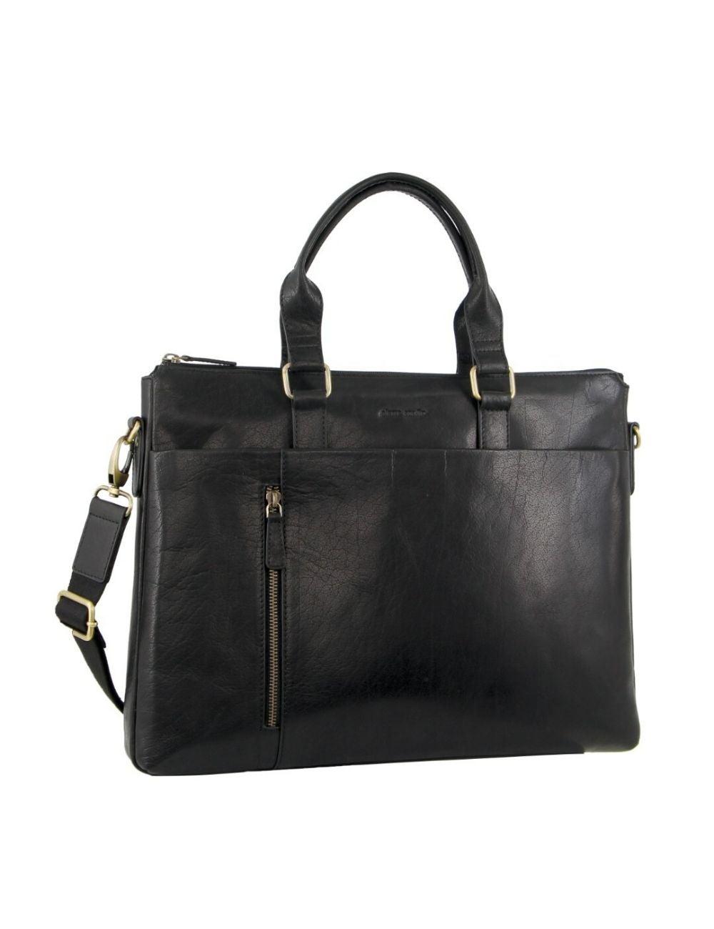 Pierre Cardin Leather Laptop Briefcase Business Bag - Black | EziBuy ...