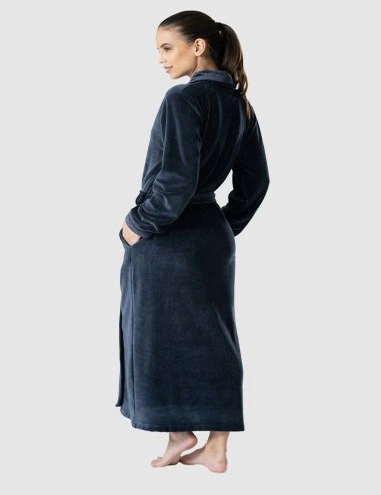 Geneve Modal and Cotton Long Robe with Shawl Collar, hi-res image number null