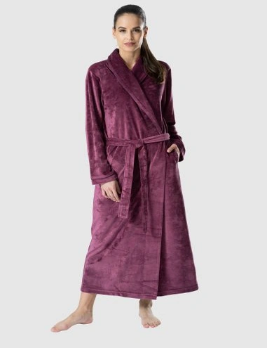 Geneve Modal and Cotton Long Robe with Shawl Collar, hi-res image number null