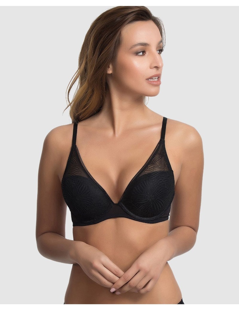 wonderbra padded triangle bra - size 16d - womens - black