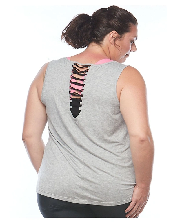 Curvy Chic Sports Lace Back Tank, hi-res image number null