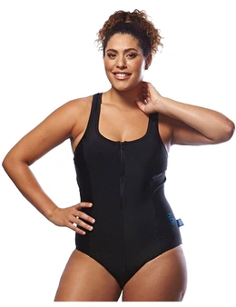 Curvy Chic Sports Racer Back Swimsuit with Zip