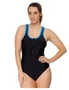 Curvy Chic Sports Racer Back Swimsuit with Zip, hi-res