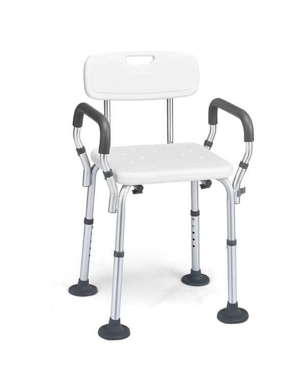 Costway Adjustable Shower Chair Non-Slip Bath Stool Seat Aid Bench Bathroom w/Shower Head Holder & Padded Armrest, hi-res image number null