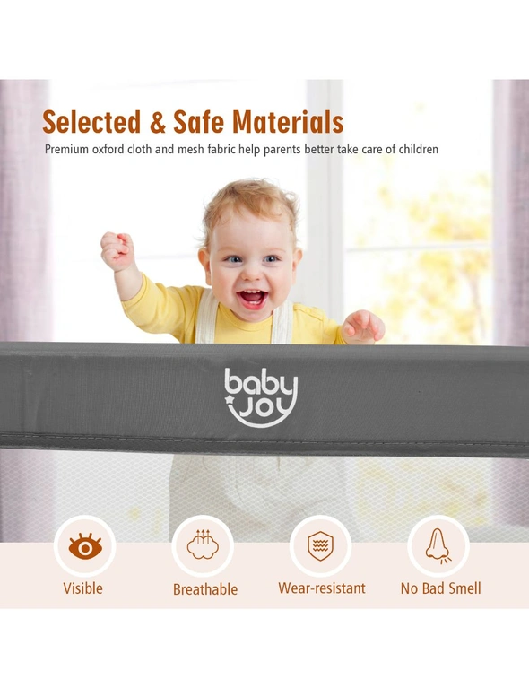 Costway Folding Toddler Safety Bed Rail Adjustable Protective Guard Baby Playpen Fence W/Safety Traps 180 x 56cm, hi-res image number null