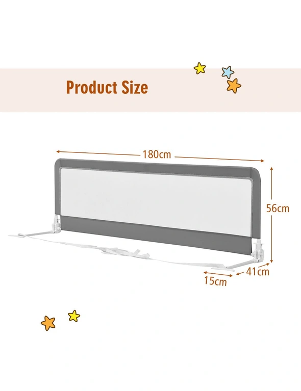 Costway Folding Toddler Safety Bed Rail Adjustable Protective Guard Baby Playpen Fence W/Safety Traps 180 x 56cm, hi-res image number null