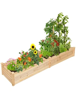 Costway Wood Raised Garden Bed Outdoor Vegetable Planter Box Herbs Flower Yard Patio 246x 62 x 26 cm