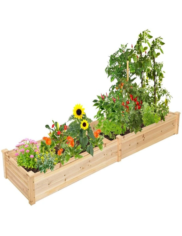 Costway Wood Raised Garden Bed Outdoor Vegetable Planter Box Herbs Flower Yard Patio 246x 62 x 26 cm, hi-res image number null