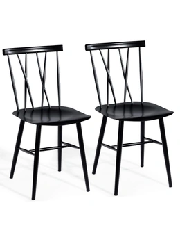Costway Set of 2 Modern Dining Chairs Industrial Bar Stool Kitchen Bar Stools Metal Home Cafe Pub Black