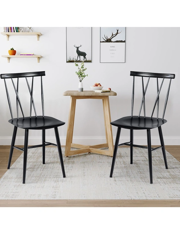 Costway Set of 2 Modern Dining Chairs Industrial Bar Stool Kitchen Bar Stools Metal Home Cafe Pub Black, hi-res image number null