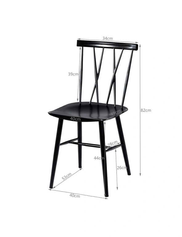 Costway Set of 2 Modern Dining Chairs Industrial Bar Stool Kitchen Bar Stools Metal Home Cafe Pub Black, hi-res image number null