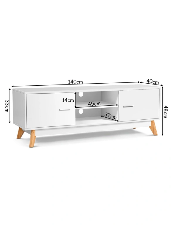 Costway TV Cabinet Entertainment Unit Stand Living Furniture Display Shelf w/Storage Caibnet Home Bedroom 140cm, hi-res image number null