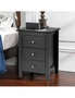 Costway 2x Modern Bedside Tables Wood Side Table Nightstand Storage Cabinet w/3 Drawers Bedroom Living Black, hi-res