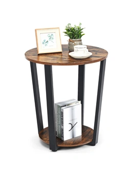 Costway Retro Side Table Coffee Table Round Sofa Bedside End Table Nightstand Bedroom Living Room