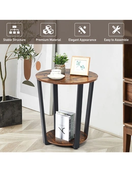 Costway Retro Side Table Coffee Table Round Sofa Bedside End Table Nightstand Bedroom Living Room