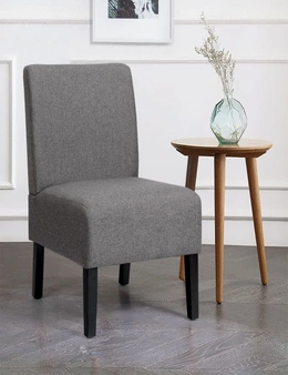 Costway Modern Accent Chair Armless Upholstered Linen Dining Chair Wood Frame Living Room Home Office Grey