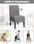 Costway Modern Accent Chair Armless Upholstered Linen Dining Chair Wood Frame Living Room Home Office Grey, hi-res