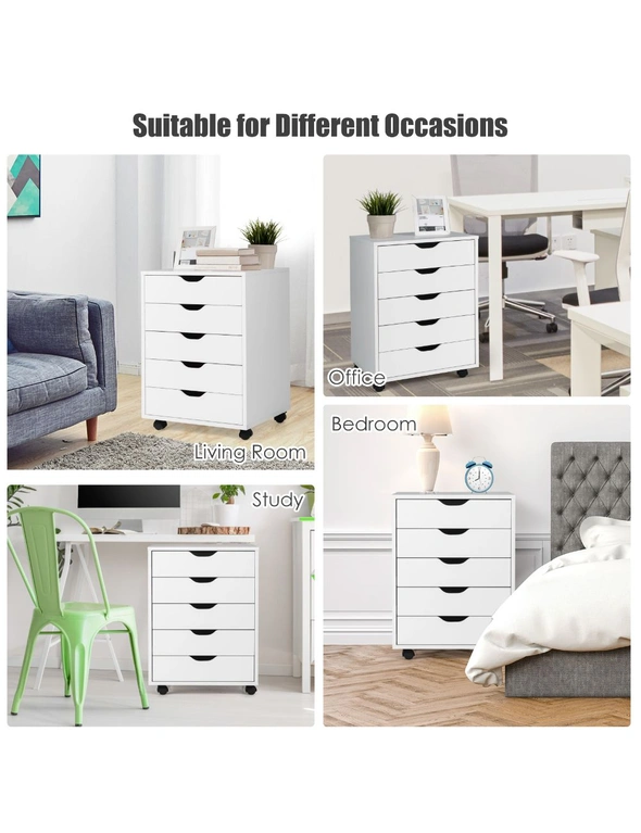 Costway 5-Drawer Filing Cabinet Mobile Storage Cabinet Wood Tallboy Chest of Drawers Beside Bedroom Home Office, hi-res image number null