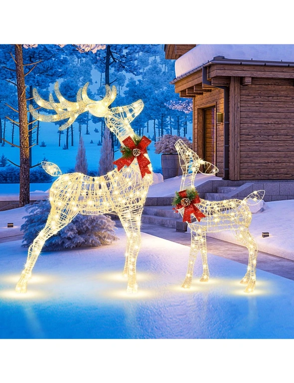 Costway Pre-Lit Reindeer Christmas Lights LED Christmas Deer Decoration Outdoor/Indoor Garden Party Decor Gift, hi-res image number null