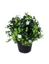 Designer Plants Small Potted Artificial Flowering Boxwood Plant UV Resistant, hi-res