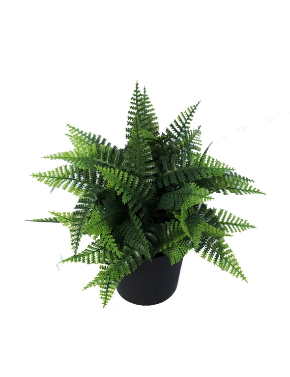 Designer Plants Small Potted Artificial Persa Boston Fern Plant UV Resistant, hi-res image number null