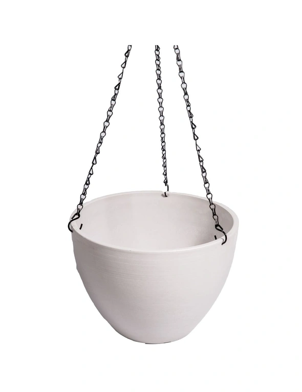 Designer Plants Hanging Rustic White Plastic Pot with Chain, hi-res image number null