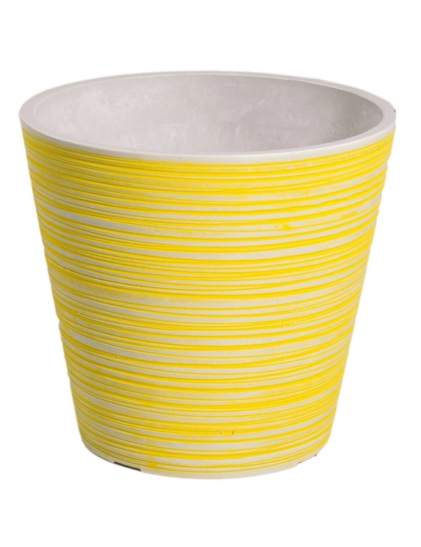 Designer Plants Yellow and White Engraved Pot 14cm, hi-res image number null