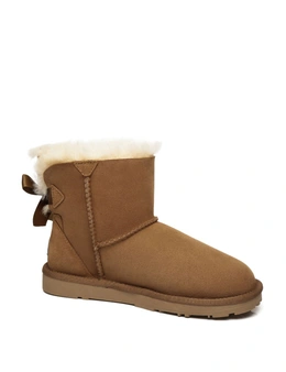 EVERAU® Double Faced Sheepskin Mini Back Single Bow Women Boots