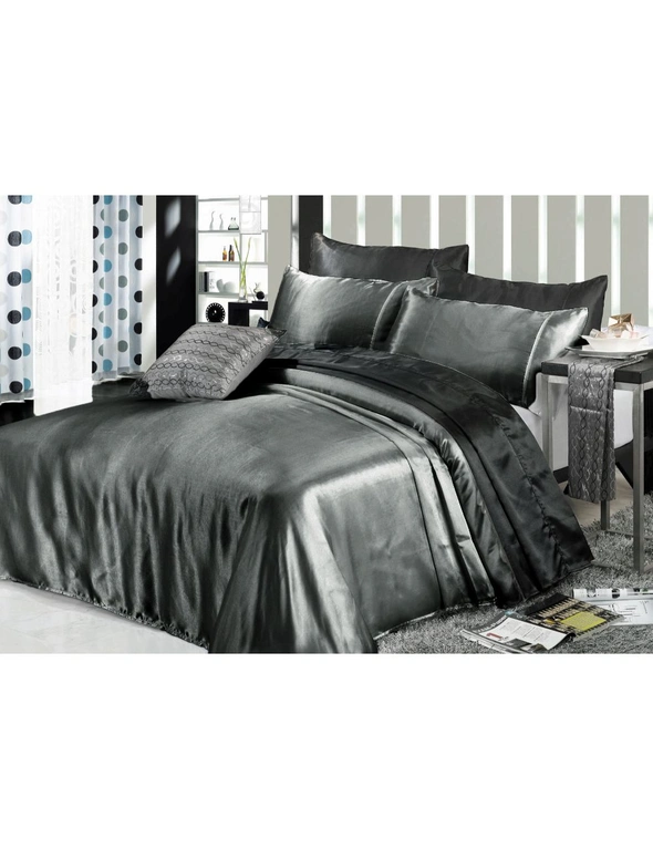 Envy Luxury Soft Silky Satin Quilt Cover Set, hi-res image number null