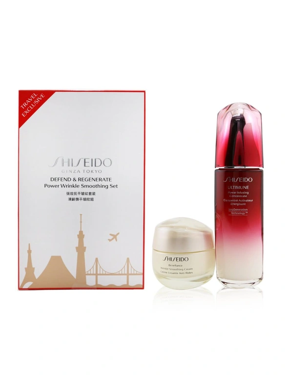Shiseido Defend & Regenerate Power Wrinkle Smoothing Set: Ultimune Power Infusing Concentrate N 100ml + Benefiance Wrinkle Smoothing Cream 50ml 2pcs, hi-res image number null