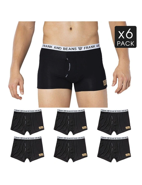 Frank and Beans 6 Pack Midnight White Edition Boxer Briefs Mens Underwear, hi-res image number null