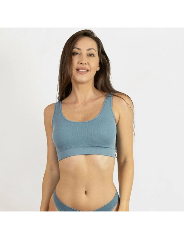 Frank and Beans 1 Ribbed Scoop Bralette Blue Women Underwear, hi-res image number null