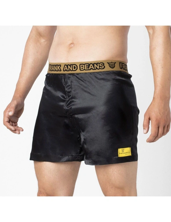 Frank and Beans 6 Pack Satin Black Gold Boxer Shorts Mens