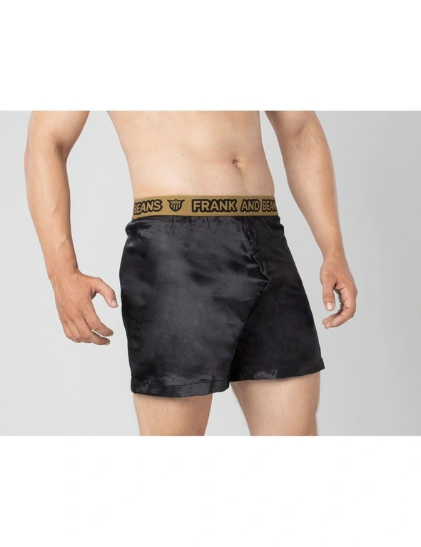 Frank and Beans 6 Pack Satin Black Gold Boxer Shorts Mens Underwear, hi-res image number null